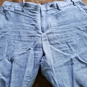 Flat front chambray pants